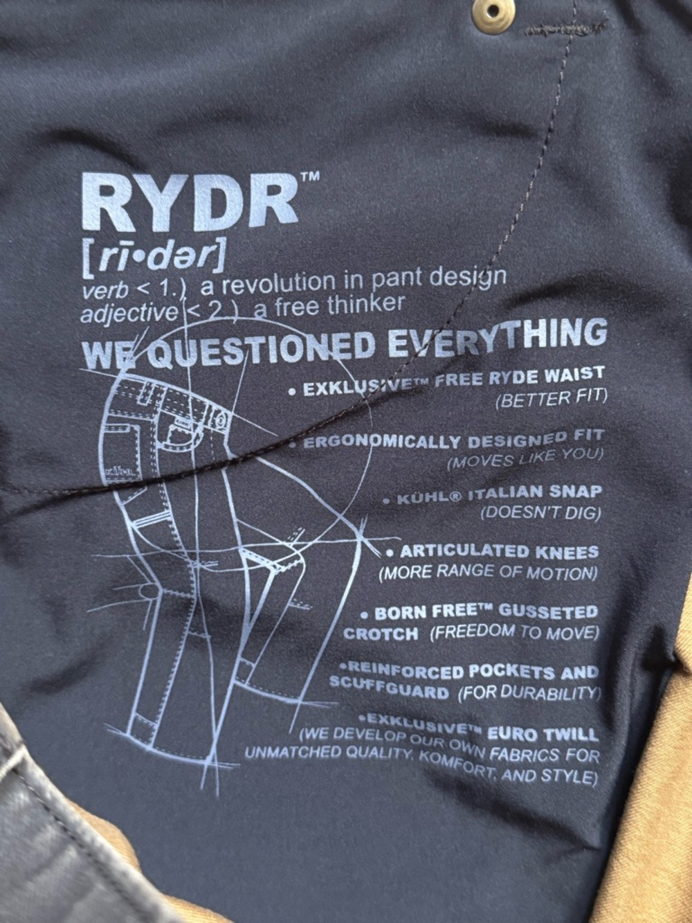 KUHL RYDR Pant, Men’s 35x34 Full Cut, Espresso Color - Picture 7 of 8